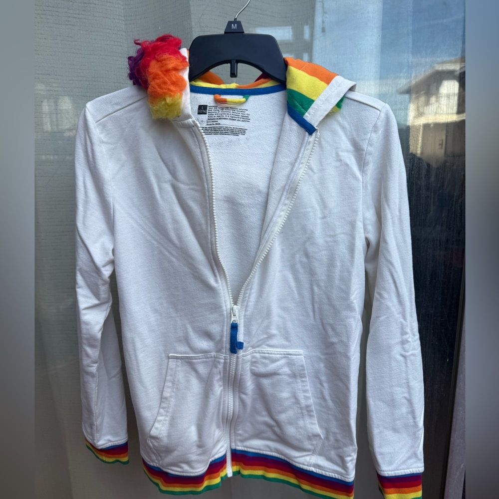 Kids White Jacket with Rainbow Accents